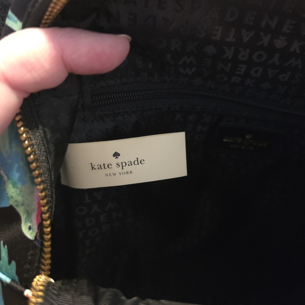 Kate Spade Small Backpack Purse Hummingbird Black Floral - Picture 6 of 12